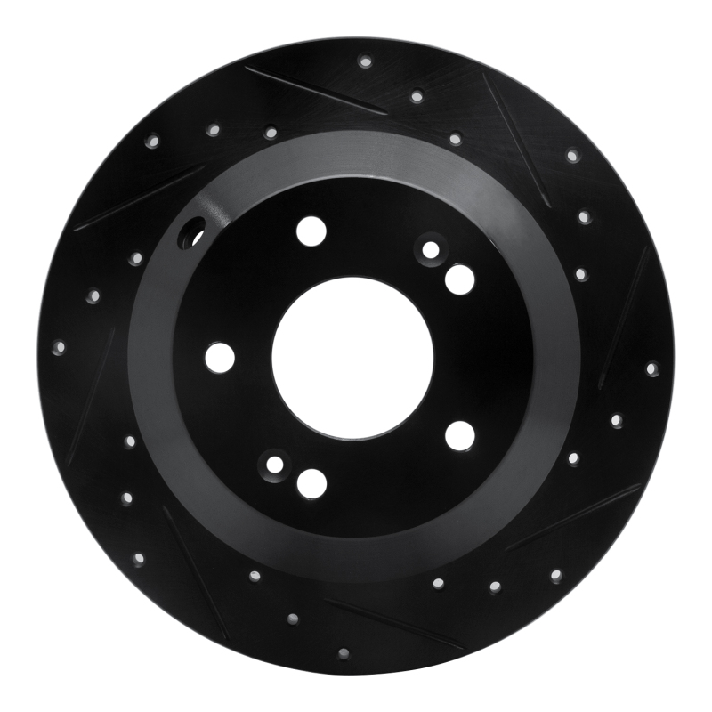 Hyundai Santa Fe XL Brake Rotor (1) - Rear Right - R1 Concepts - Drilled & Slotted - Black - `10-`21